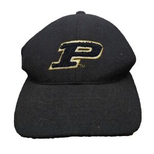 Vintage Purdue Hat Rare NCAA Team Spirit Leather Adjustable Wool‎ Baseball Cap